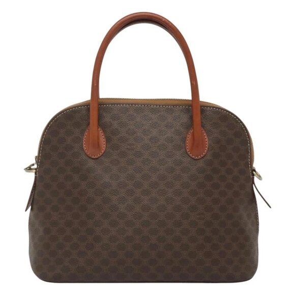 CELINE Macadam Canvas Hand Bag PVC Leather 2way Brown Gold - Picture 3 of 15